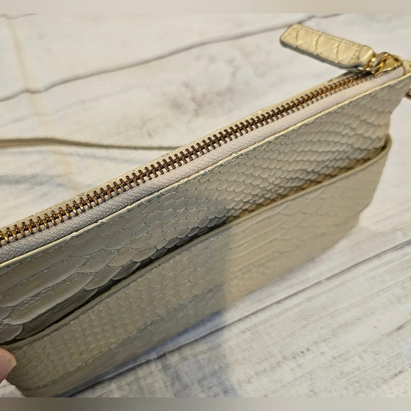 Devi Kroell For Target Gold Zip Faux Snakeskin Wristlet Mini Clutch w/ Strap - Picture 2 of 11